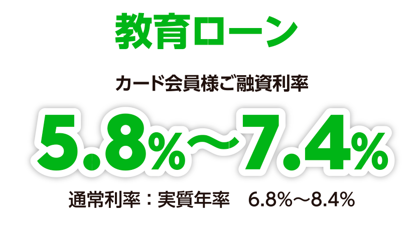 実質年率　7.8％～11.0％（会員利率）通常利率：実質年率：8.8％〜12.0％